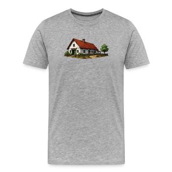 Idyllische Hütte im Landhausstil - Männer Premium Bio T-Shirt - Grau meliert - Vorne - Damien (186cm)