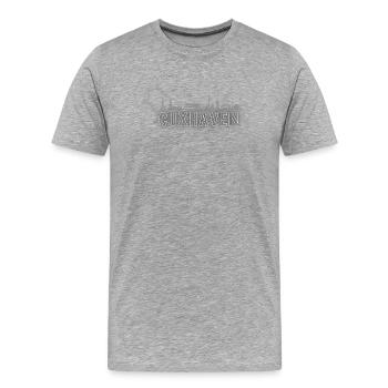 Cuxhaven Skyline | Maritimes Nordsee Design - Männer Premium Bio T-Shirt - Grau meliert - Vorne - Damien (186cm)