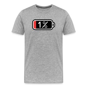 Niedriger Akku 1 Prozent lustiges Zitat - Männer Premium Bio T-Shirt - Grau meliert - Vorne - Damien (186cm)
