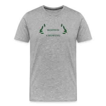Conception enracinée et de croissance avec feuilles - T-shirt bio Premium Homme - gris chiné - Devant - Damien (186cm)