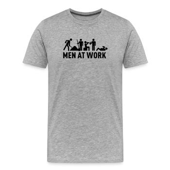 men at work - construction area - worker hard - T-shirt bio Premium Homme - gris chiné - Devant - Damien (186cm)