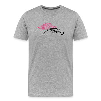 Lotus mit Tribal, Wellness, Yoga - Männer Premium Bio T-Shirt - Grau meliert - Vorne - Damien (186cm)