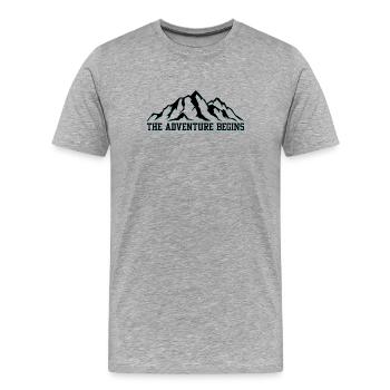 Das Abenteuer beginnt - Männer Premium Bio T-Shirt - Grau meliert - Vorne - Damien (186cm)