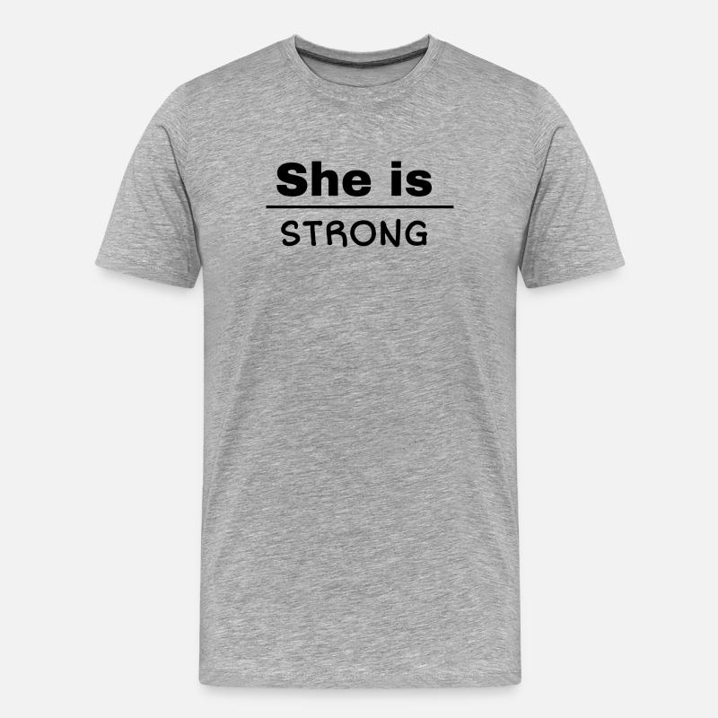 She is Strong - Männer Premium Bio T-Shirt - Grau meliert