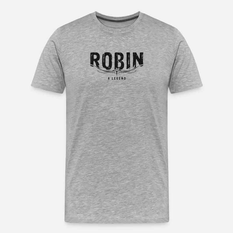 ROBIN A LEGEND verziert - Männer Premium Bio T-Shirt - Grau meliert