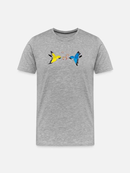 Birds Birds Love Valentine's Day - Men's Premium Organic T-Shirt - heather grey