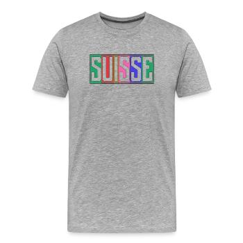 SCHWEIZ. HUMOR. LAND. FLAGGE. GENF. LAUSANNE - Männer Premium Bio T-Shirt - Grau meliert - Vorne - Damien (186cm)