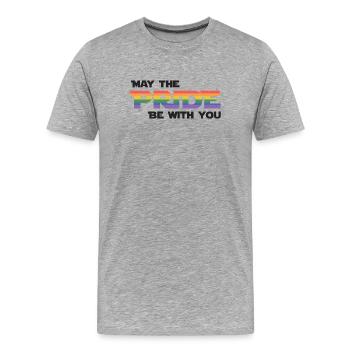 Mois de la fierté LGBT - Que la fierté soit avec vous - T-shirt bio Premium Homme - gris chiné - Devant - Damien (186cm)