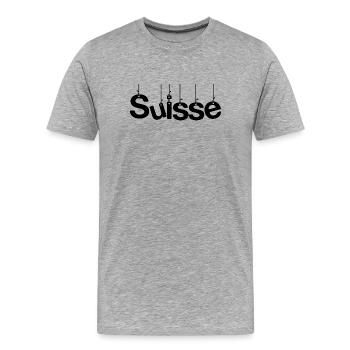 SCHWEIZ. LAND. GENF. HUMOR. FLAGGE - Männer Premium Bio T-Shirt - Grau meliert - Vorne - Damien (186cm)