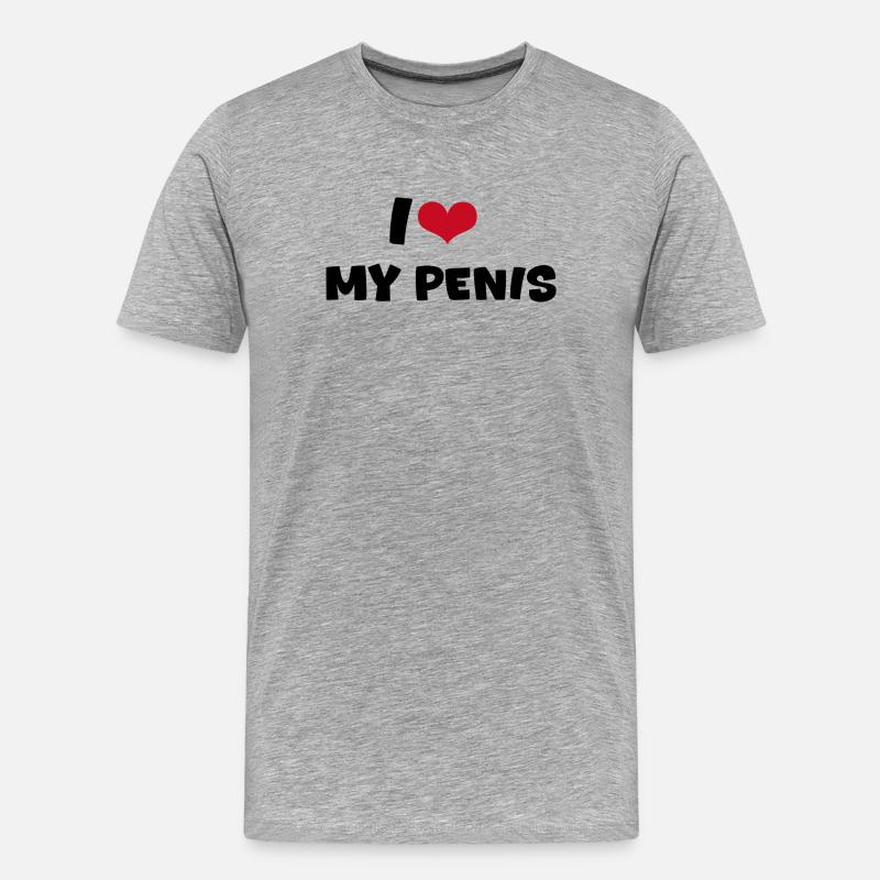 I love - Männer Premium Bio T-Shirt - Grau meliert