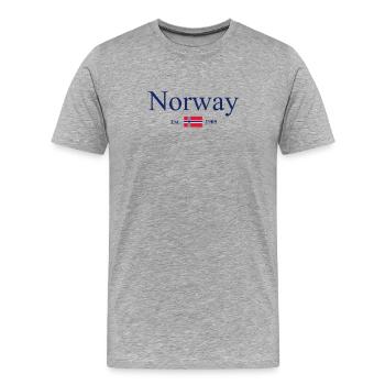 Norvège - Norvège - Norvège - Drapeau - Scandinavie - T-shirt bio Premium Homme - gris chiné - Devant - Damien (186cm)