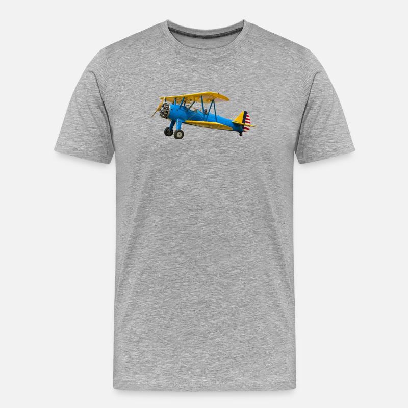 Stearman PT-17 - Männer Premium Bio T-Shirt - Grau meliert