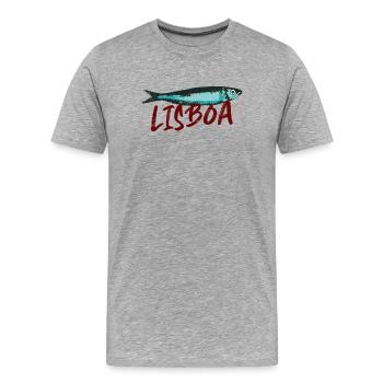 Sardine Lissabon Illustration Portugal im Sommer - Männer Premium Bio T-Shirt - Grau meliert - Vorne - Damien (186cm)