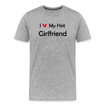 Heart lettering with red heart - Men's Premium Organic T-Shirt - heather grey - Front - Damien (186cm)