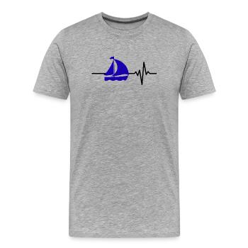 Herzschlag Segeln – Boot im Blut, Segeelliebe - Männer Premium Bio T-Shirt - Grau meliert - Vorne - Damien (186cm)