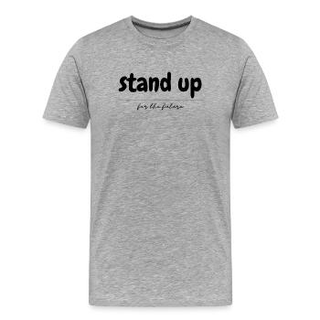 Debout pour l’avenir - T-shirt bio Premium Homme - gris chiné - Devant - Damien (186cm)