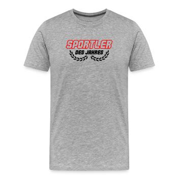 Sportsman lettering in red outline - Men's Premium Organic T-Shirt - heather grey - Front - Damien (186cm)