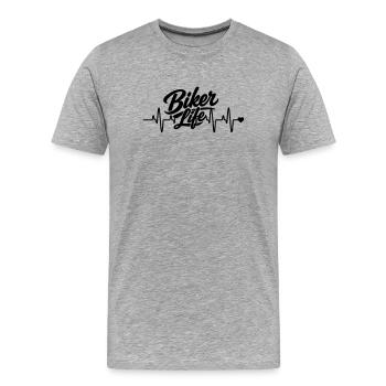Fréquence cardiaque des cyclistes - T-shirt bio Premium Homme - gris chiné - Devant - Damien (186cm)
