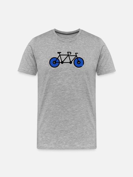 Romantisches Tandem Fahrrad Paar - Männer Premium Bio T-Shirt - Grau meliert