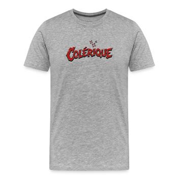 Colérique  - T-shirt bio Premium Homme - gris chiné - Devant - Damien (186cm)