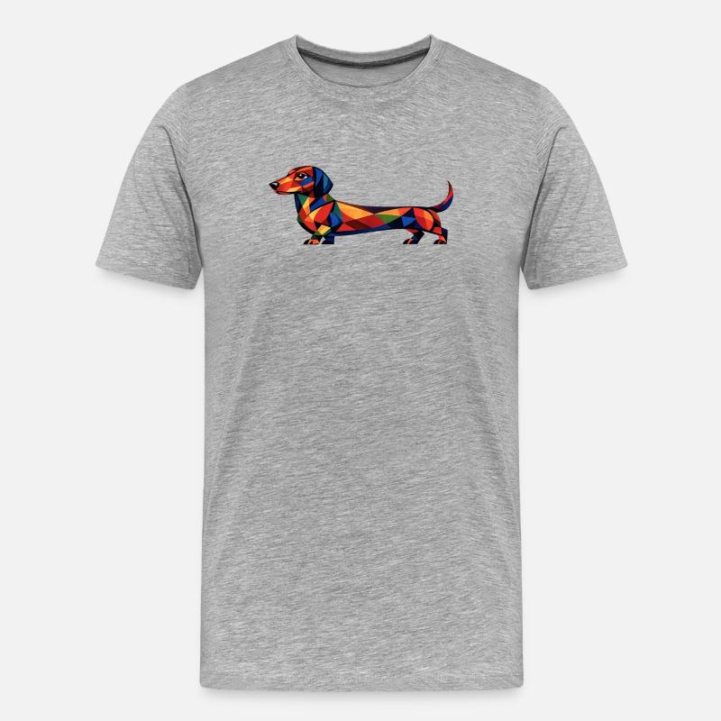 Geometrischer Dackel - Männer Premium Bio T-Shirt - Grau meliert