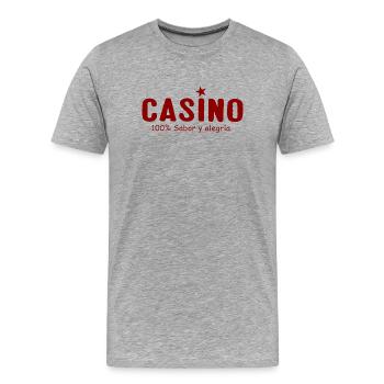 Casino – 100% Sabor y Alegría | Salsa Cubana  - Männer Premium Bio T-Shirt - Grau meliert - Vorne - Damien (186cm)