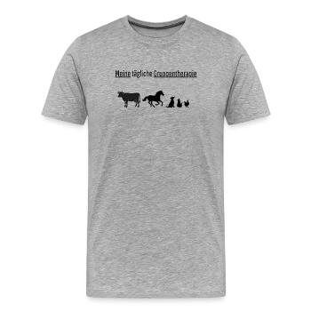 Lustiges Gruppentherapie Tiere Bauernhof T-Shirt - Männer Premium Bio T-Shirt - Grau meliert - Vorne - Damien (186cm)