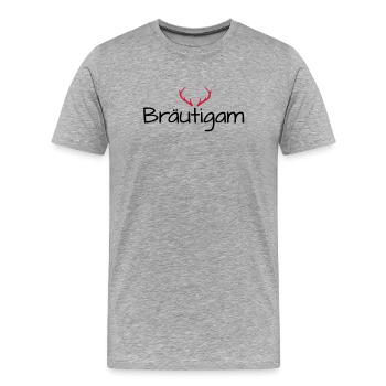 Bräutigam Geweih shirt Junggesellenabschied - Männer Premium Bio T-Shirt - Grau meliert - Vorne - Damien (186cm)
