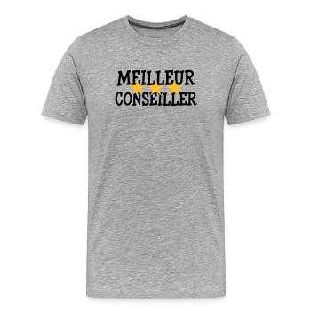 Meilleur Conseiller - T-shirt bio Premium Homme - gris chiné - Devant - Damien (186cm)