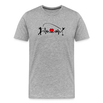 Le joueur de golf frappe la balle dans la fréquence cardiaque du trou, cardio - T-shirt bio Premium Homme - gris chiné - Devant - Damien (186cm)