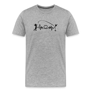 Joueur de golf frappe balle dans le trou fréquence cardiaque, cardio - T-shirt bio Premium Homme - gris chiné - Devant - Damien (186cm)
