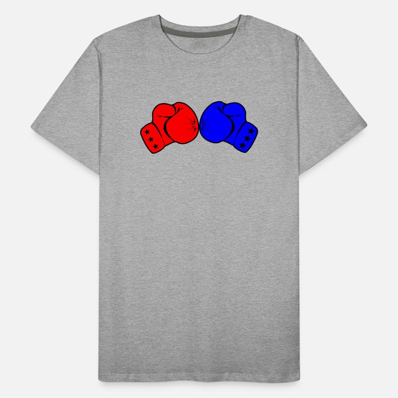 Deux gants de boxe rouge et bleu T-shirt bio Premium Homme