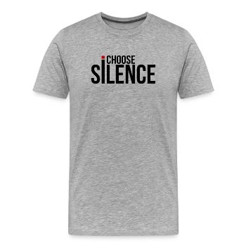 Ich wähle Stille - Männer Premium Bio T-Shirt - Grau meliert - Vorne - Damien (186cm)