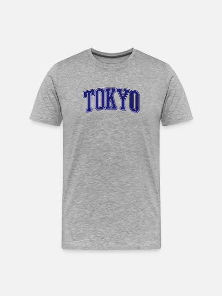 Tokyo Varsity Blue Lettering - Men's Premium Organic T-Shirt - heather grey