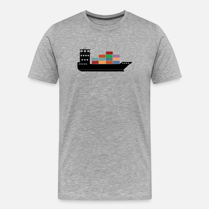 Seecontainerschiff oder Boot mit Containern - Männer Premium Bio T-Shirt - Grau meliert