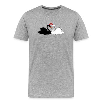 Cygne noir et cygne blanc avec des cœurs - T-shirt bio Premium Homme - gris chiné - Devant - Damien (186cm)