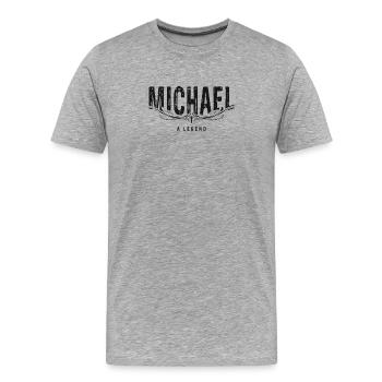 MICHAEL UNE LÉGENDE - T-shirt bio Premium Homme - gris chiné - Devant - Damien (186cm)