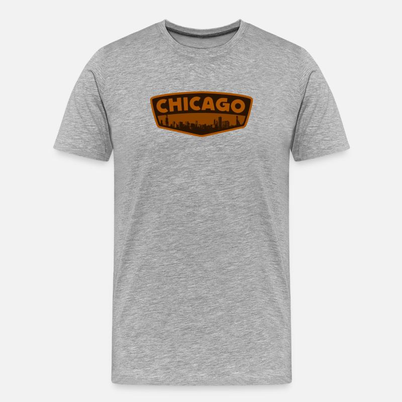 Chicago Skyline Patch Retro - Männer Premium Bio T-Shirt - Grau meliert
