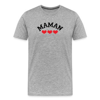 Maman / Fête des mères - T-shirt bio Premium Homme - gris chiné - Devant - Damien (186cm)