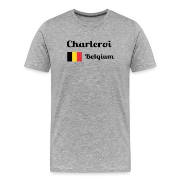 Charleroi Belgique - Imprimés élégants - T-shirt bio Premium Homme - gris chiné - Devant - Damien (186cm)