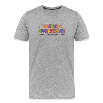 Joyeux Noël et paix dans le monde - T-shirt bio Premium Homme - gris chiné - Devant - Damien (186cm)