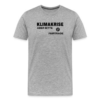 Klimakrise – aber bitte Fairtrade - Männer Premium Bio T-Shirt - Grau meliert - Vorne - Damien (186cm)