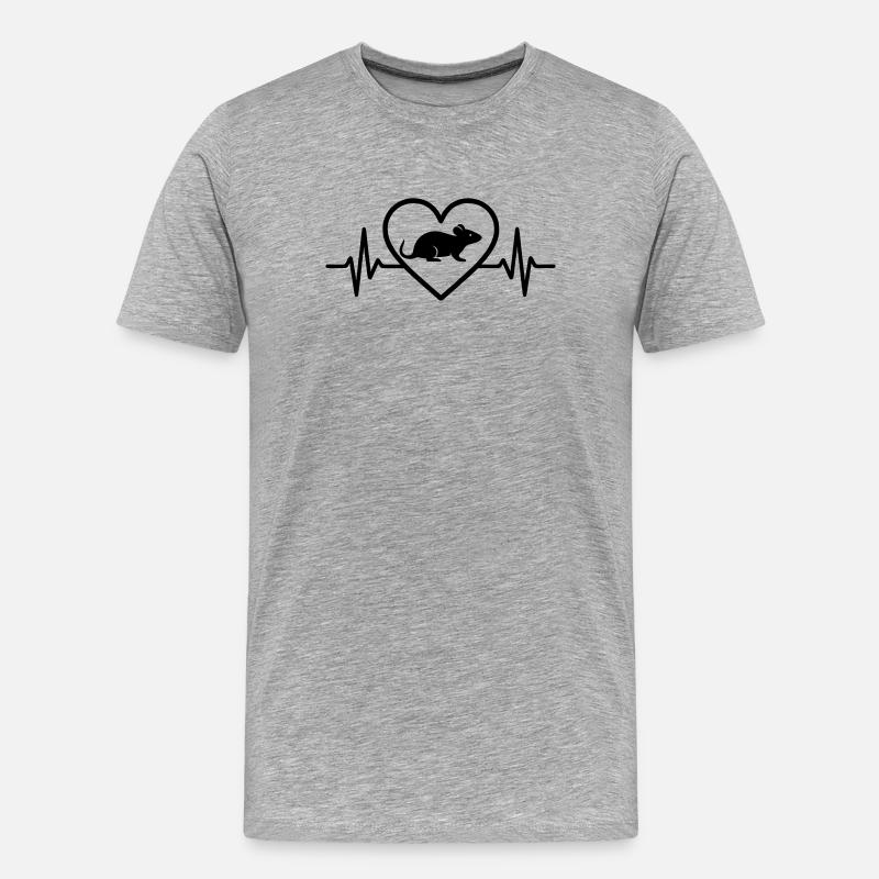 Ratte Herz - Männer Premium Bio T-Shirt - Grau meliert