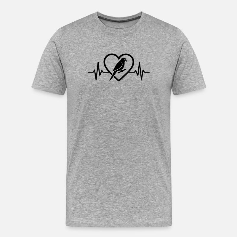 Wellensittich Herz - Männer Premium Bio T-Shirt - Grau meliert