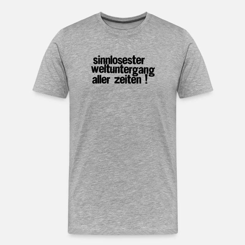 Sinnlosester Weltuntergang - Männer Premium Bio T-Shirt - Grau meliert