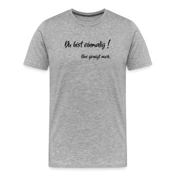 una volta sufficiente - Maglietta ecologica premium da uomo - grigio melange - Fronte - Damien (186cm)