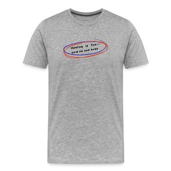 Citation amusante sur la santé mentale - T-shirt bio Premium Homme - gris chiné - Devant - Damien (186cm)