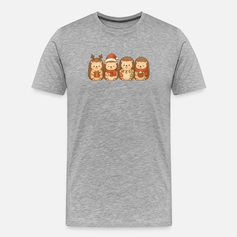 Igel Kinder Jungen Mädchen Weihnachtsigel - Männer Premium Bio T-Shirt - Grau meliert
