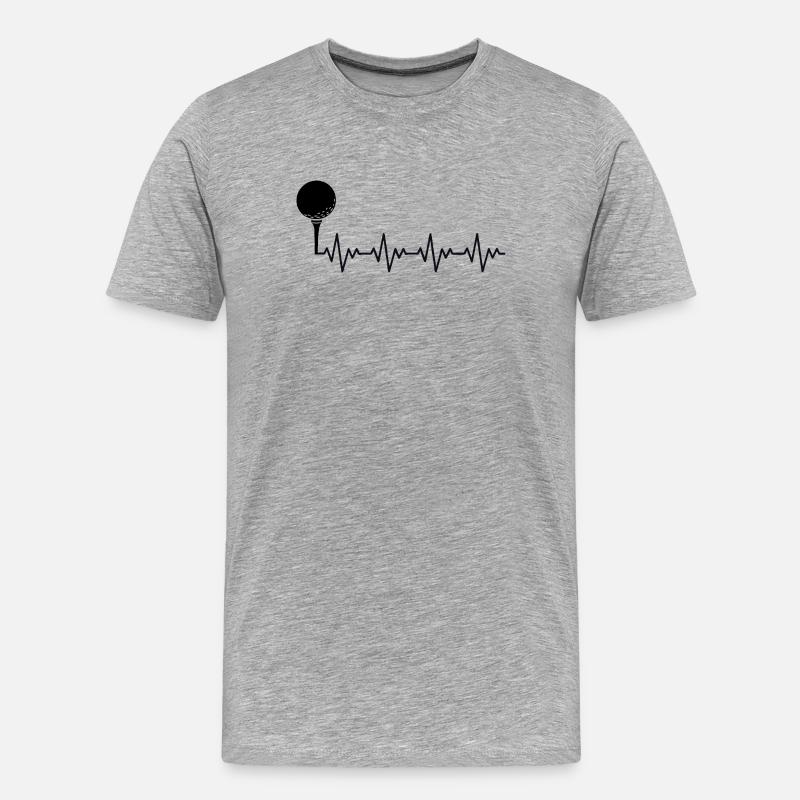 Golf Golfer Golfball EKG Herzschlag Herzfrequenz - Männer Premium Bio T-Shirt - Grau meliert