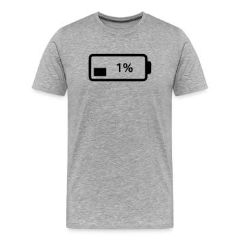 Niveau de charge du symbole de batterie 1 % - T-shirt bio Premium Homme - gris chiné - Devant - Damien (186cm)